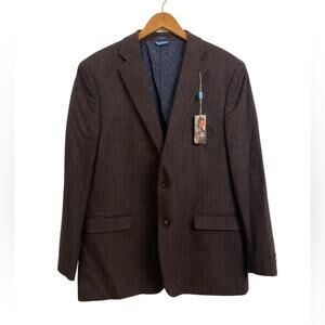 NWT Made by Cam Newton Brown Plaid Wool Blend Sport Coat Size 44R